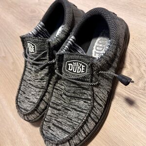 Hey Dude Men's Black and Gray Loafers